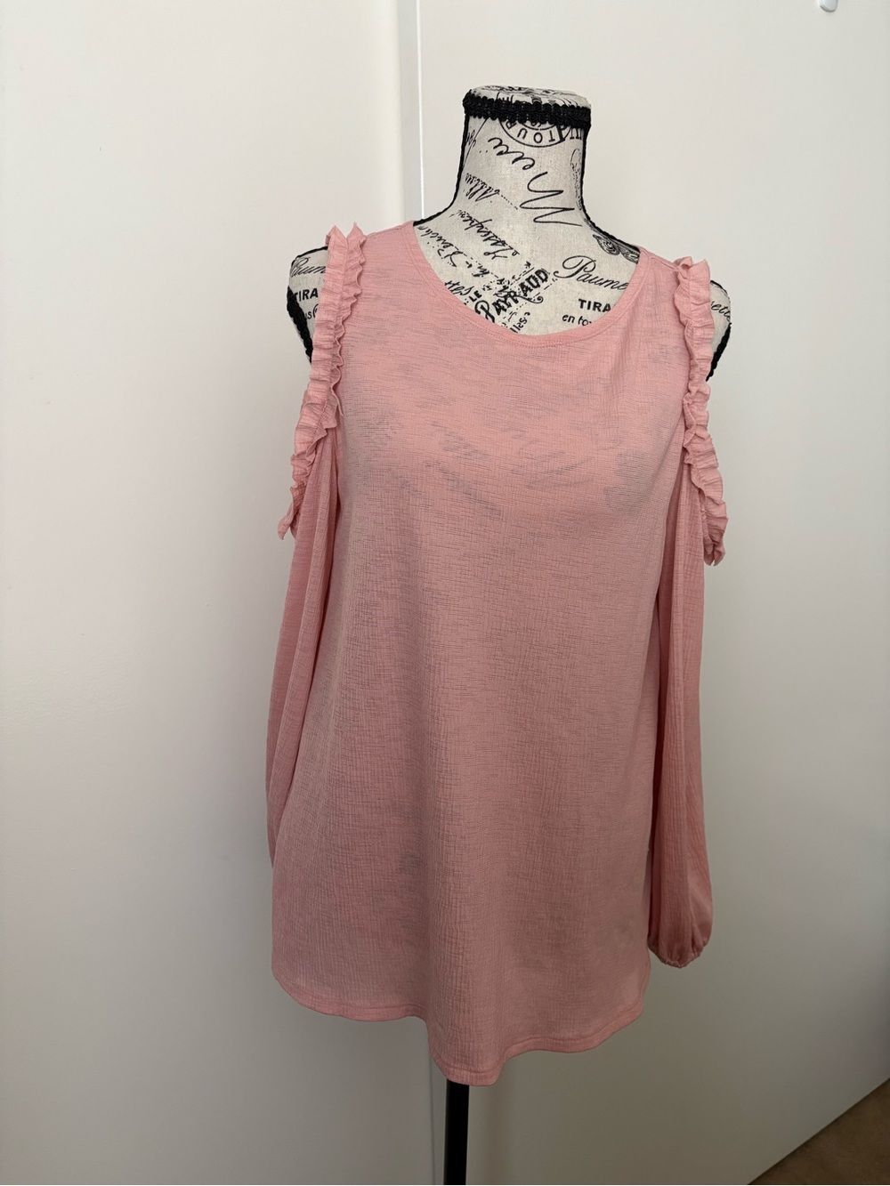 LC Lauren Conrad Blush Pink Cold-Shoulder Ruffle Tunic